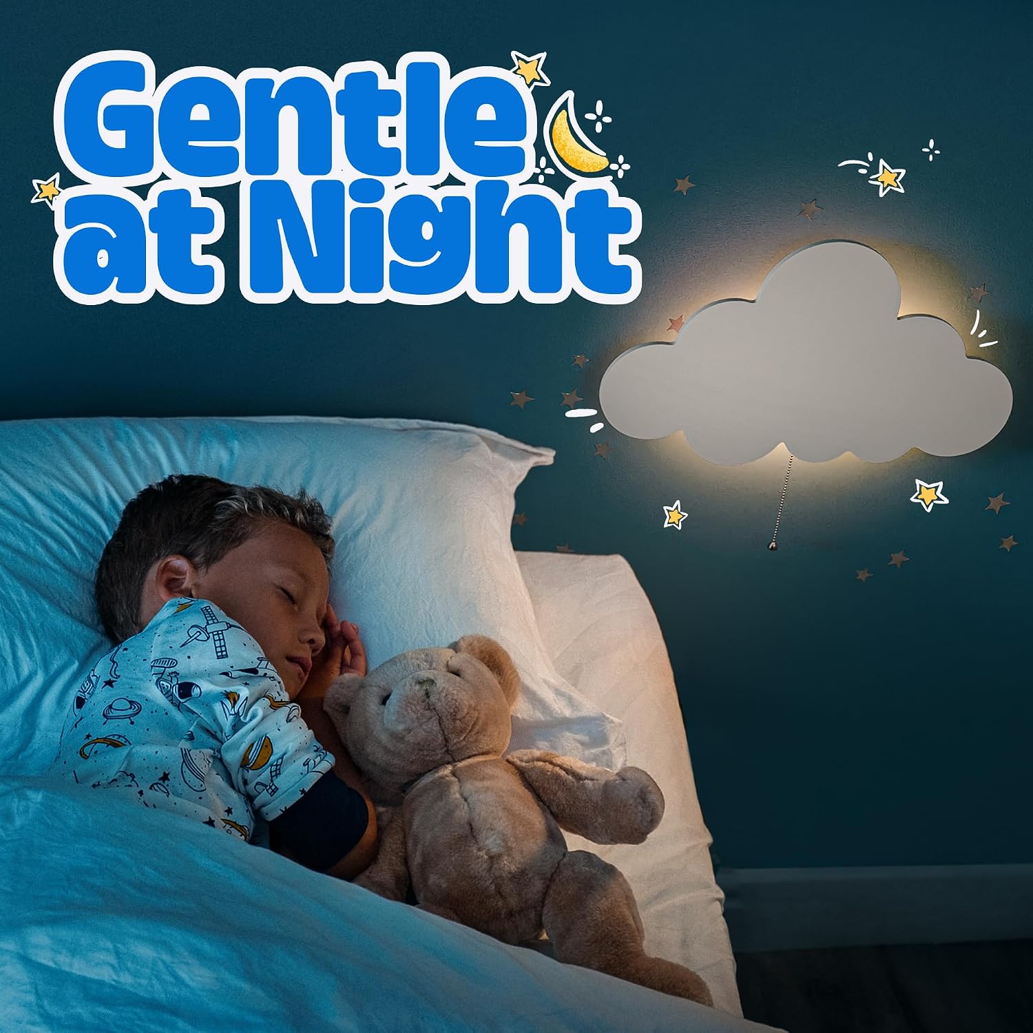 Floating Cloud Wall Lamp for Baby Nursery | Cute Floating Cloud Lamp for Kids Bedroom | Battery-Operated Hanging