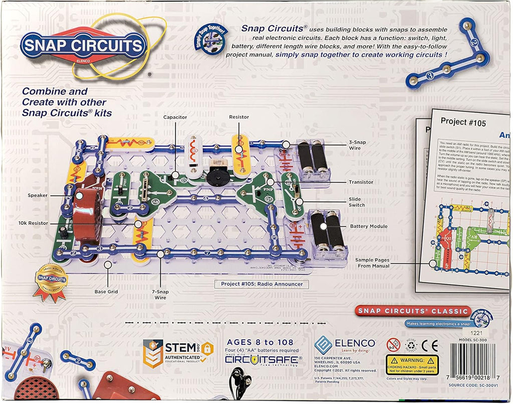 Classic SC-300 Electronics Exploration Kit | Over 300 Projects | Full Color Manual Parts | STEM Educational Toy for