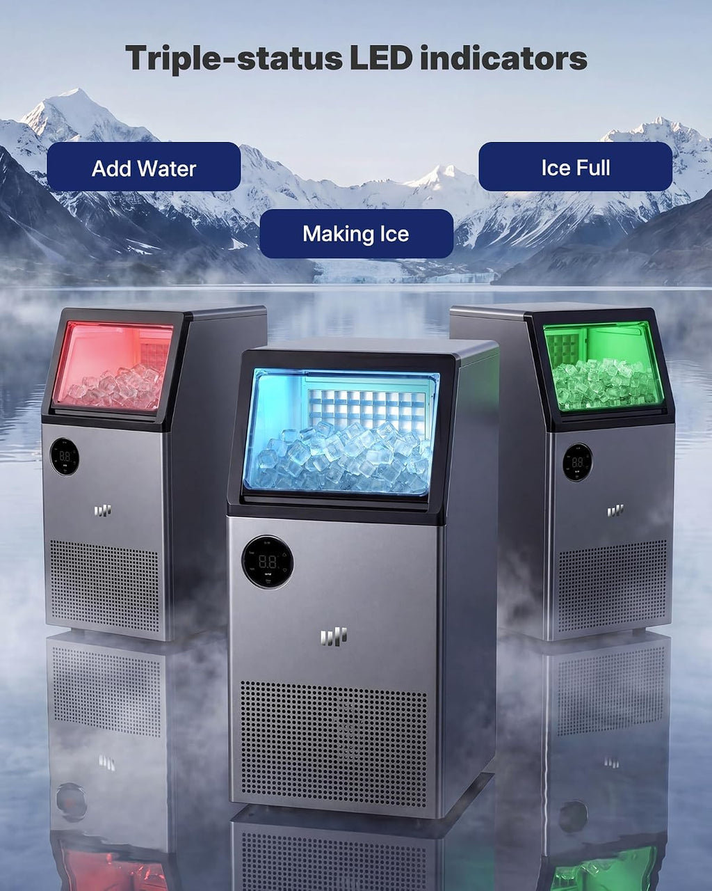 Commercial Ice Maker, 100lbs/24H, Under Counter, Grey