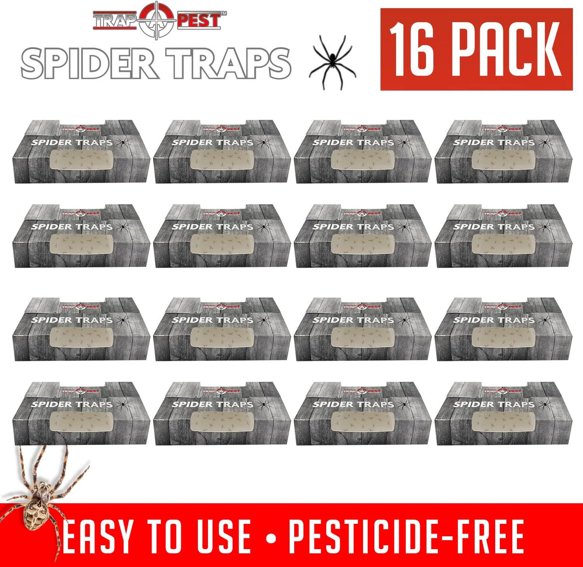 Trap a Pest Indoor Sticky Spider Traps - Glue Traps - 16 Pack