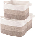 Storage Basket, Woven Baskets for Storage, Cotton Rope Basket for toys,Towel Baskets for Bathroom - Pack of 3