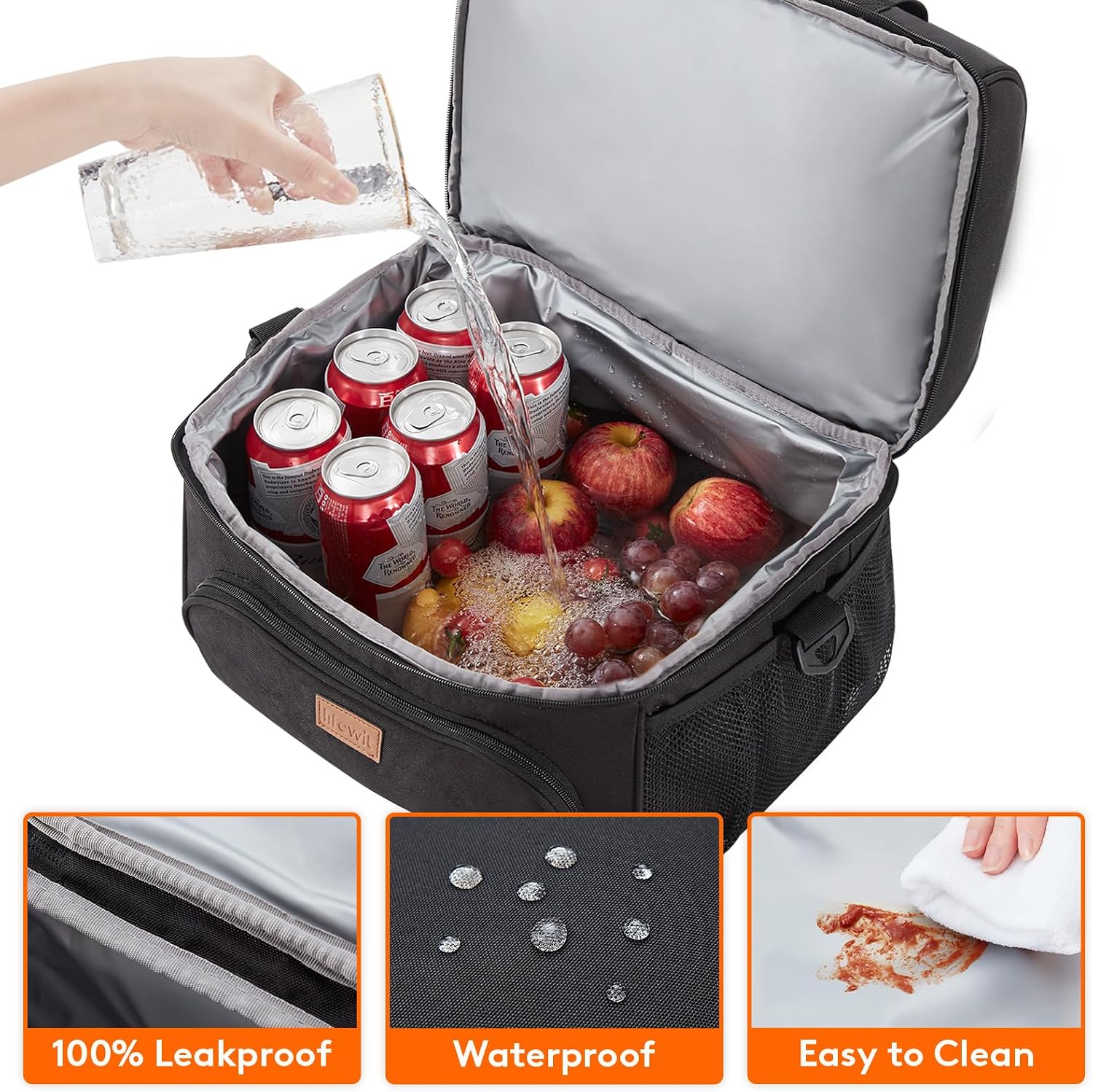 Insulated Cooler Bag, Large Leakproof Beach Cooler, Lightweight Portable Double Layer Soft-Sided Travel Ice Chest for