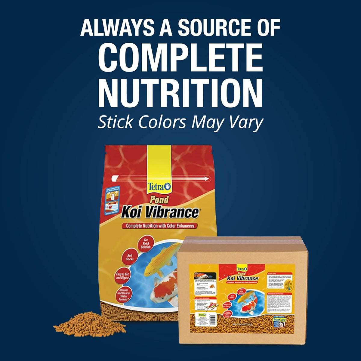 Pond Koi Vibrance Soft Sticks, Floating Pond Fish Food, 16.5 lbs