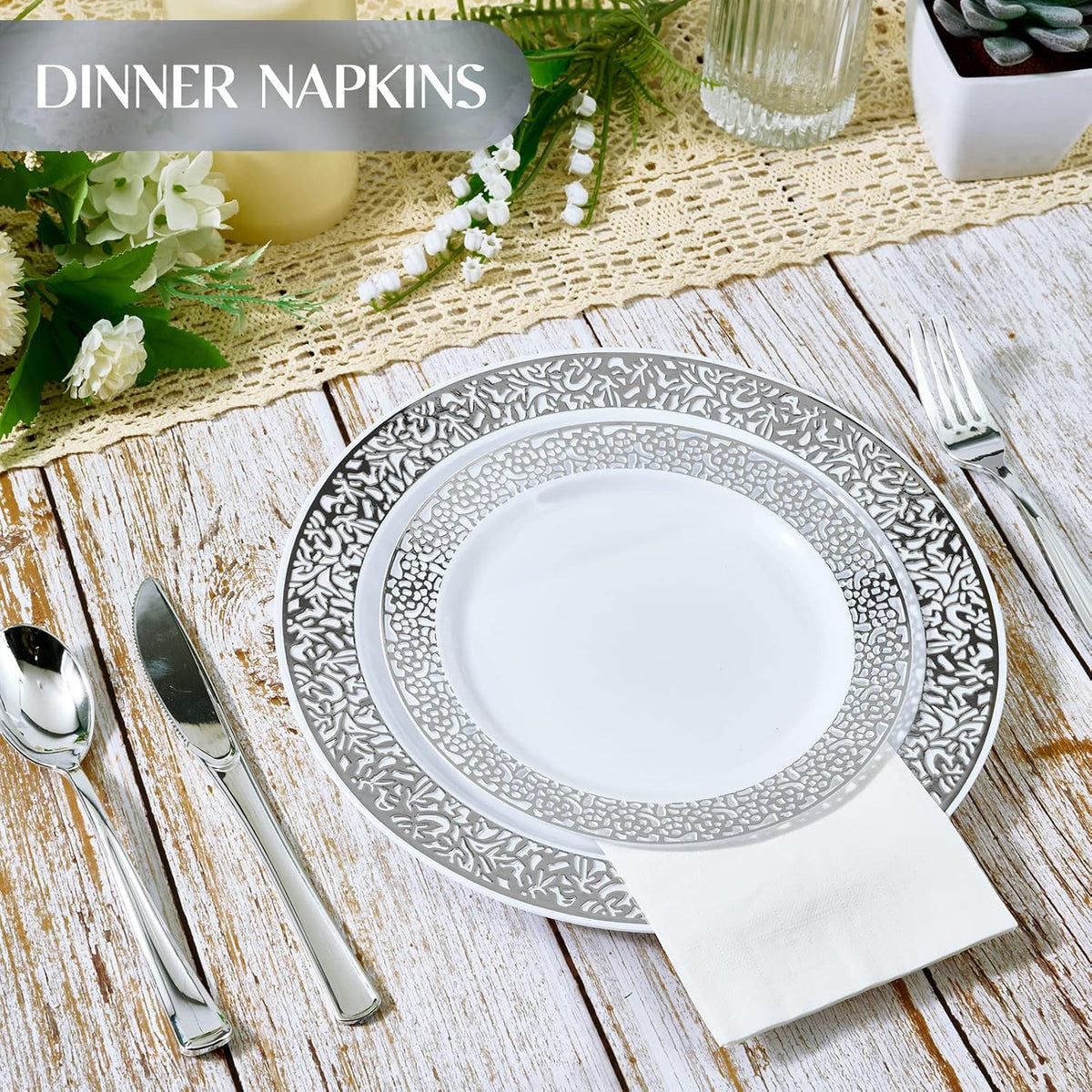 600 Pack Paper Napkins, Soft Disposable Dinner Napkins, 3 Ply, White