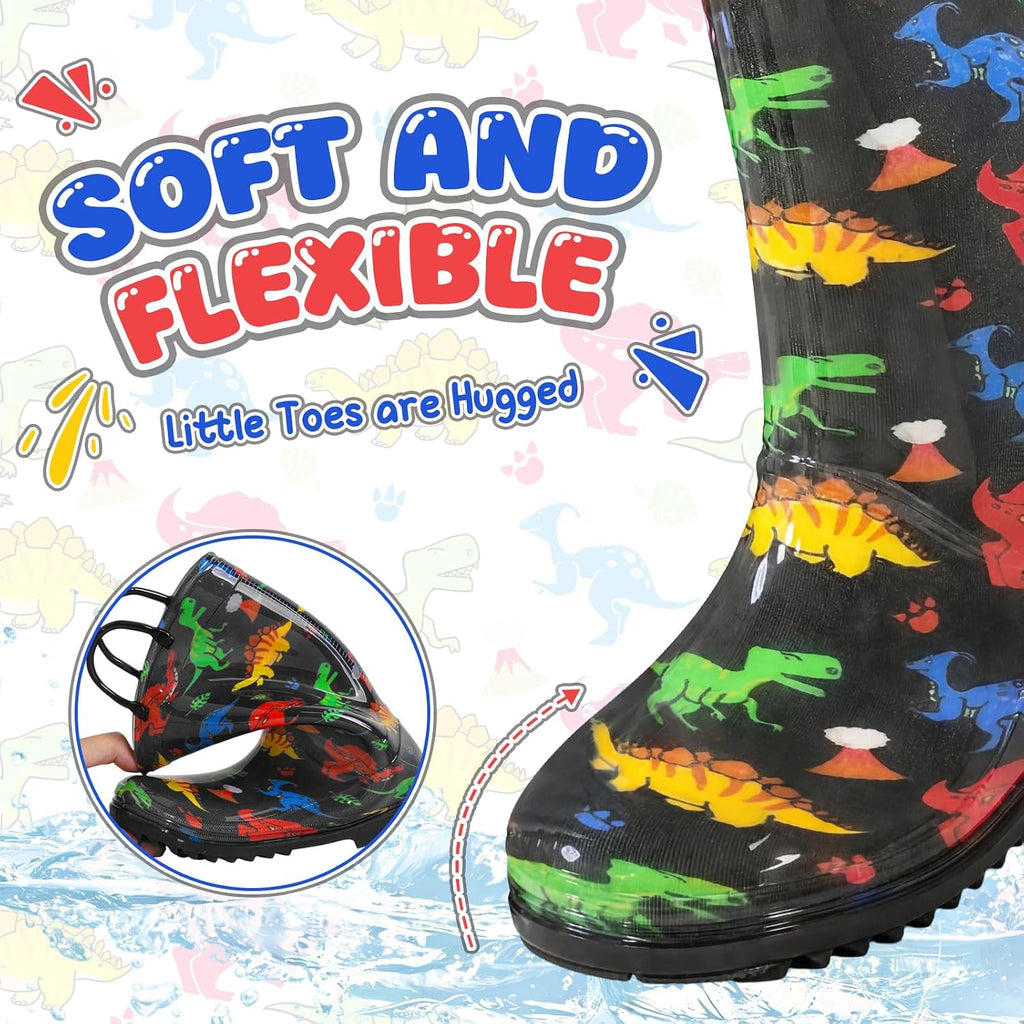 Kids Rain Boots For Boys Toddler Little Dinosaur Shark Rainboots