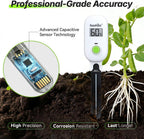 Smart Digital Wireless Plant Moisture Meter Houseplant Indoor,WiFi Hub Needed,Capacitive Probe,Leave-in Soil