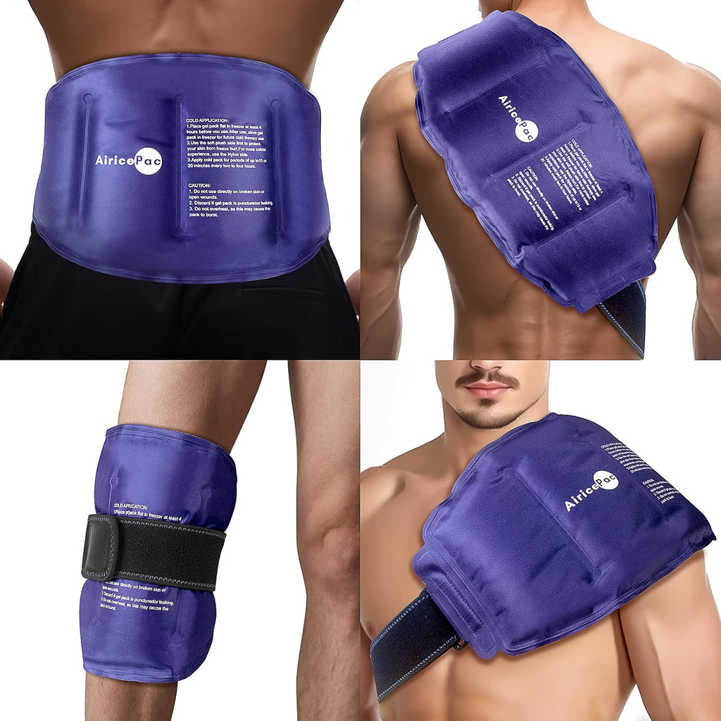 16 × 9" Large Ice Pack for Injuries Reusable Gel for Lower Back, Shoulder, Knee, Elbow, Hip, Leg, Soft Flexible Cold