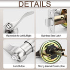 6 Pack Door Handles Privacy Door Levers, Heavy Duty Wave Style Bed/Bath Door Locks Interior Door Knobs, Reversible