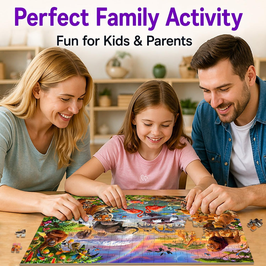 Puzzles for Kids Ages 6-8 8-10 Year Old - Animal World, 200 Pieces Jigsaw Puzzles for Kids, Learning Educational Toys