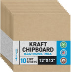 MagicWater Chipboard Sheet - 12x12 inch - 22 pt - 0.022" Thick - 10 Pack