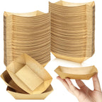 200 Pack 1/4lb Kraft Paper Food Boats, Mini Nacho Trays Bulk for Party Snacks