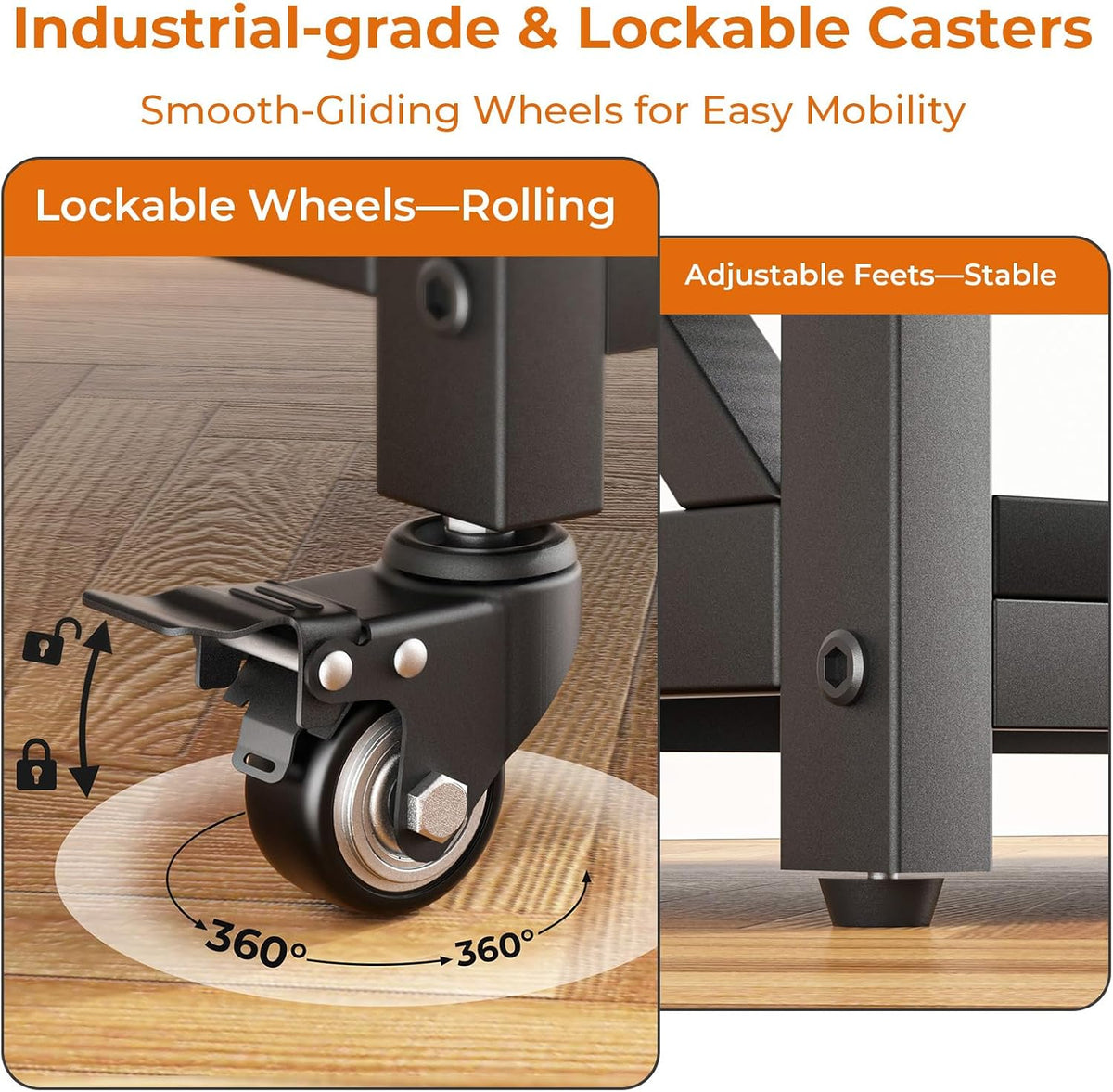 Printer Stand with Lockable Wheels, Heavy Duty Printer Table | 3-Tier Storage Shelf, Fit 2-3 Printers/3d/Heat
