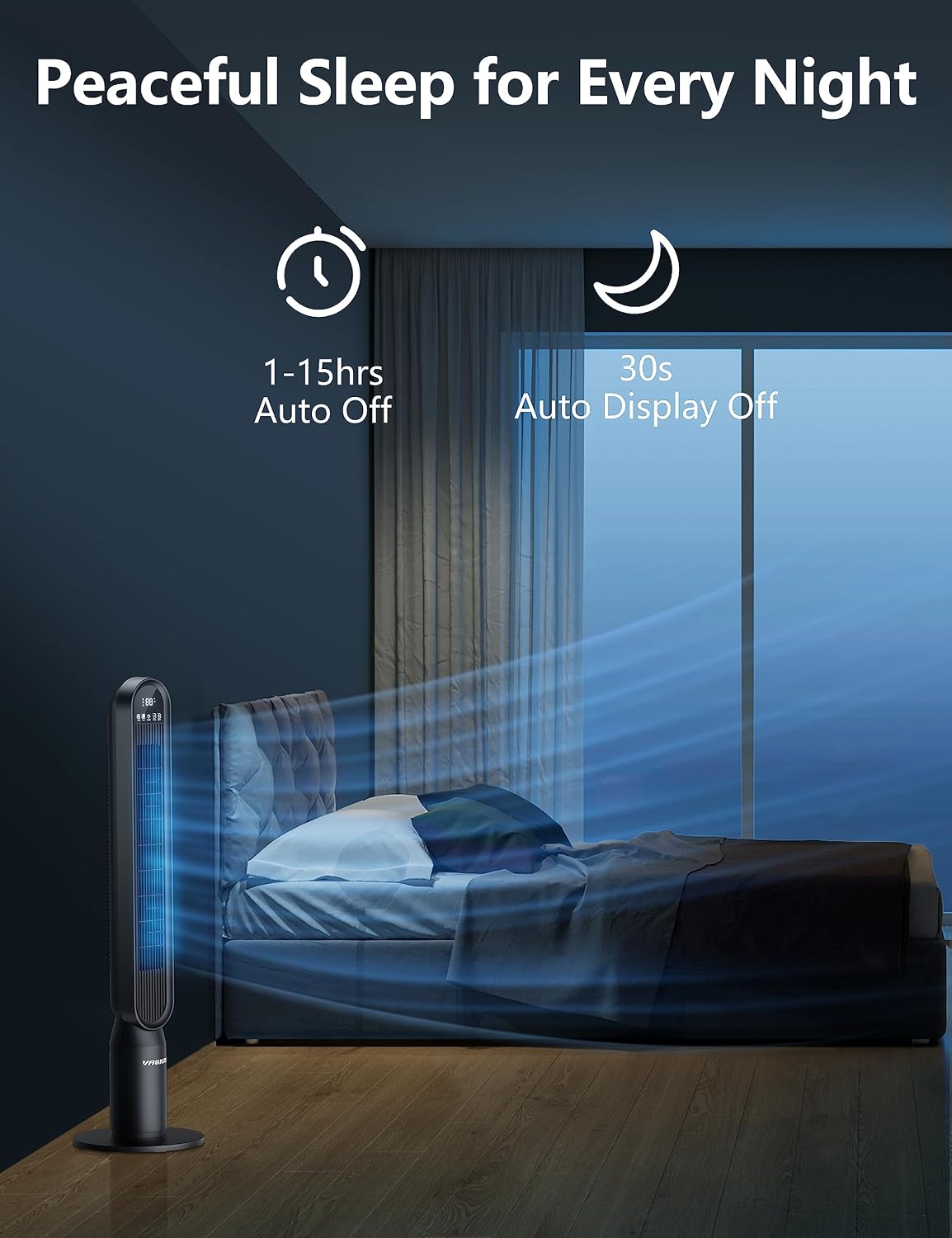 Tower Fan for Bedroom, 42 Inch Quiet Floor Fan with 135° Vertical 90°Oscillation Fans for Indoors, 4 Modes, 4 Speeds