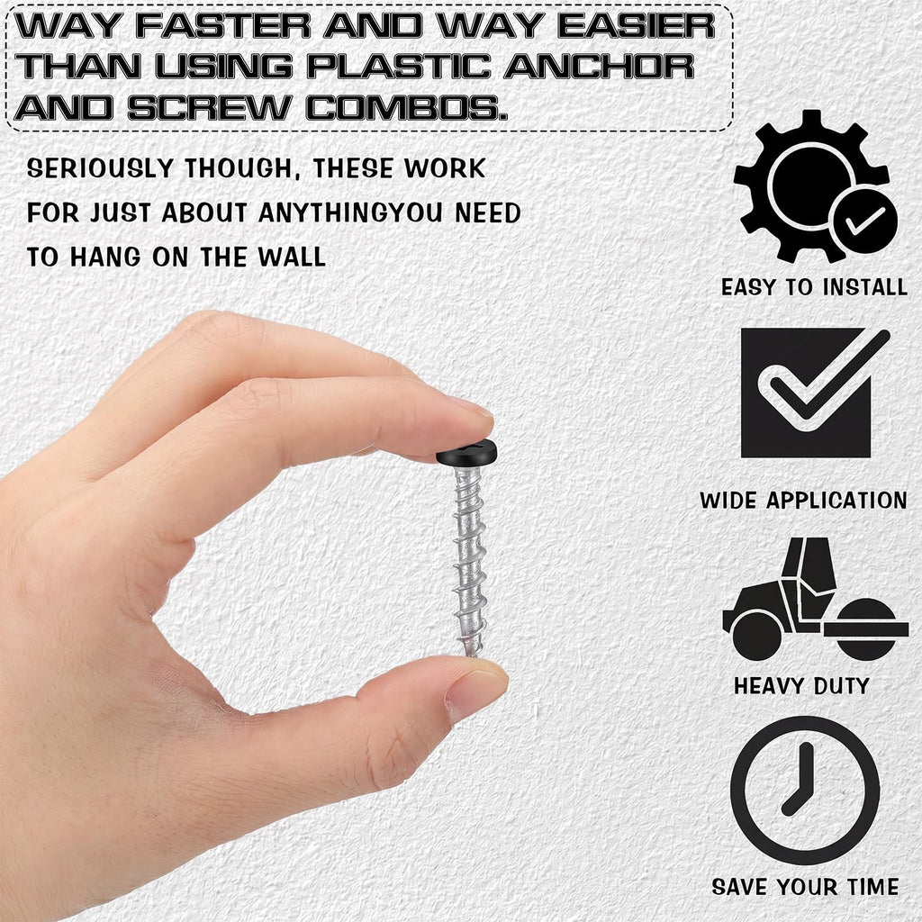 100 Pcs Drywall Anchors 1/4 X 1-1/4 Inch Black Self Drilling Screws