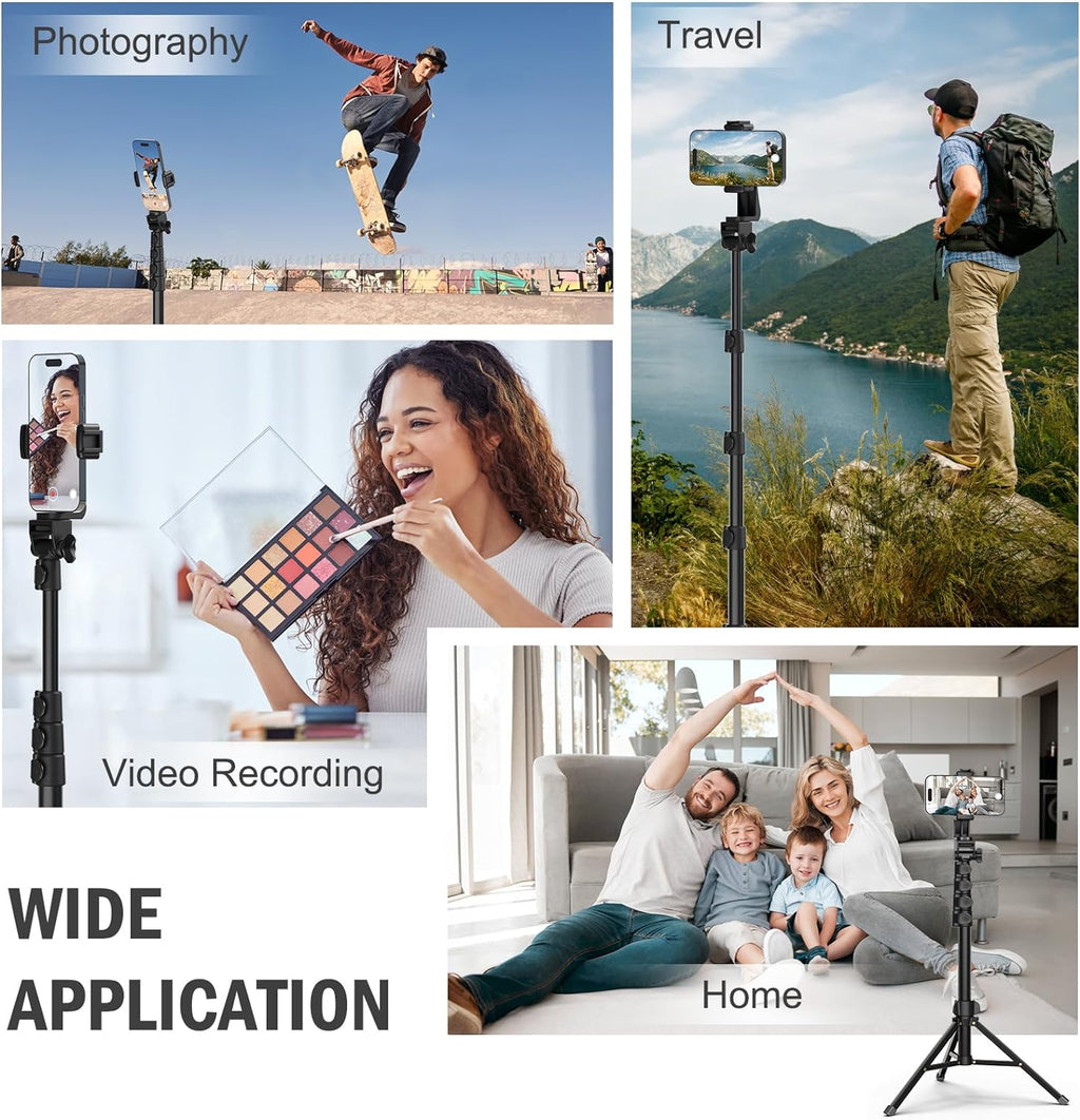 64” Tripod for Cell Phone & Camera, Phone Tripod with Remote and Phone Holder, Sturdy & Stable Height Adjustable