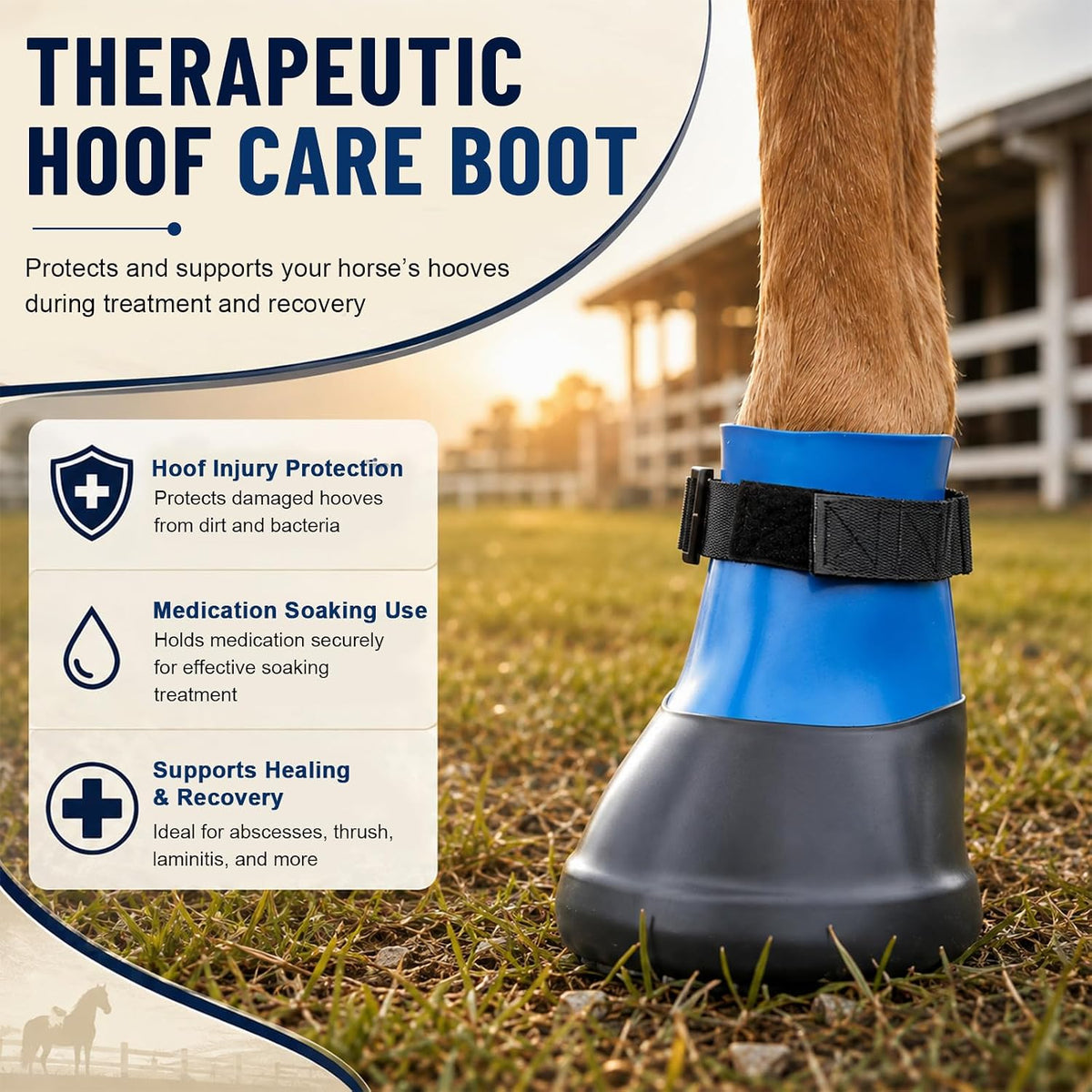 2 Pcs Protective Horse Hoof Boots, Adjustable Strap