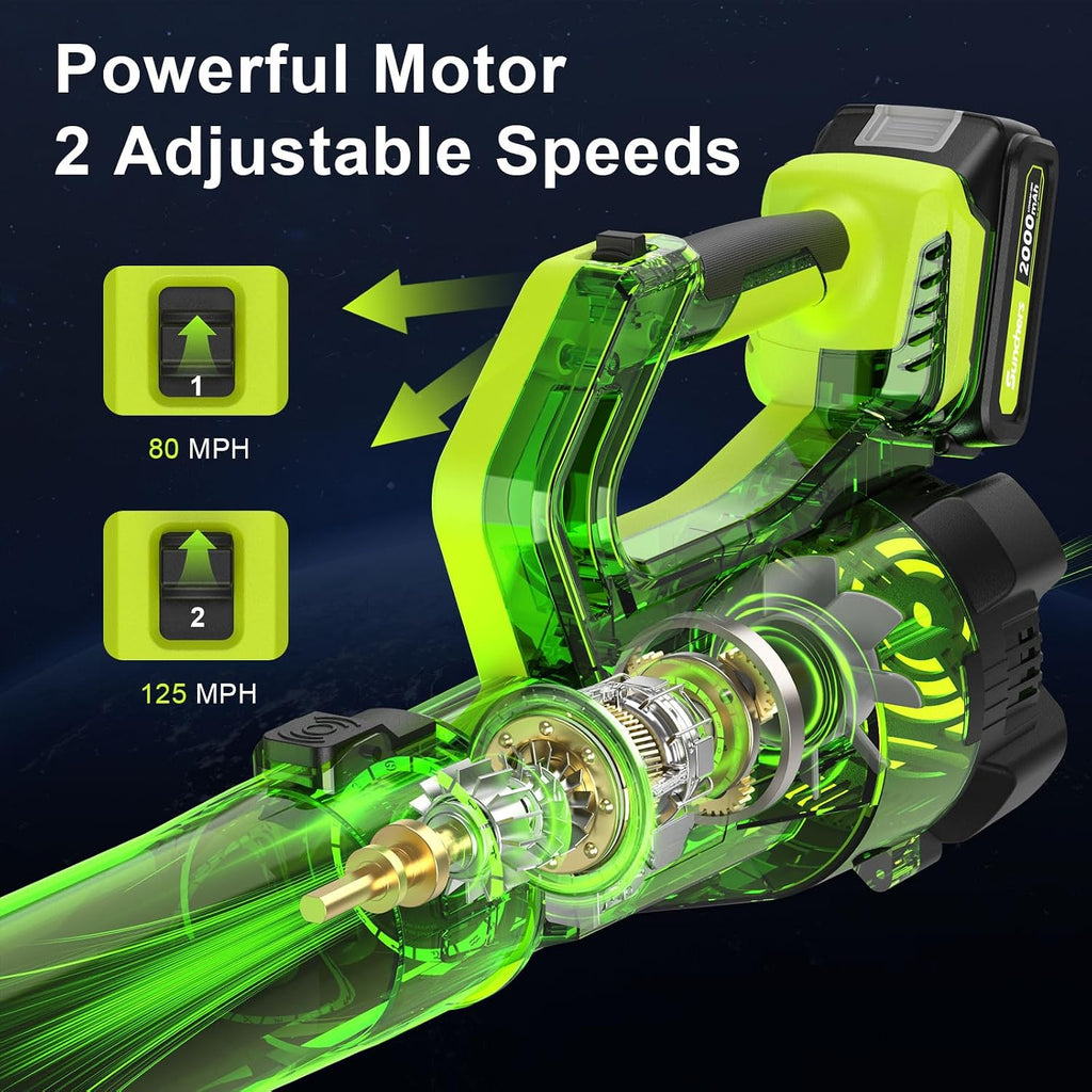 Leaf Blower Cordless with 2 Batteries and Charger, Electric Battery Powered Cordless Leaf Blower, Portable