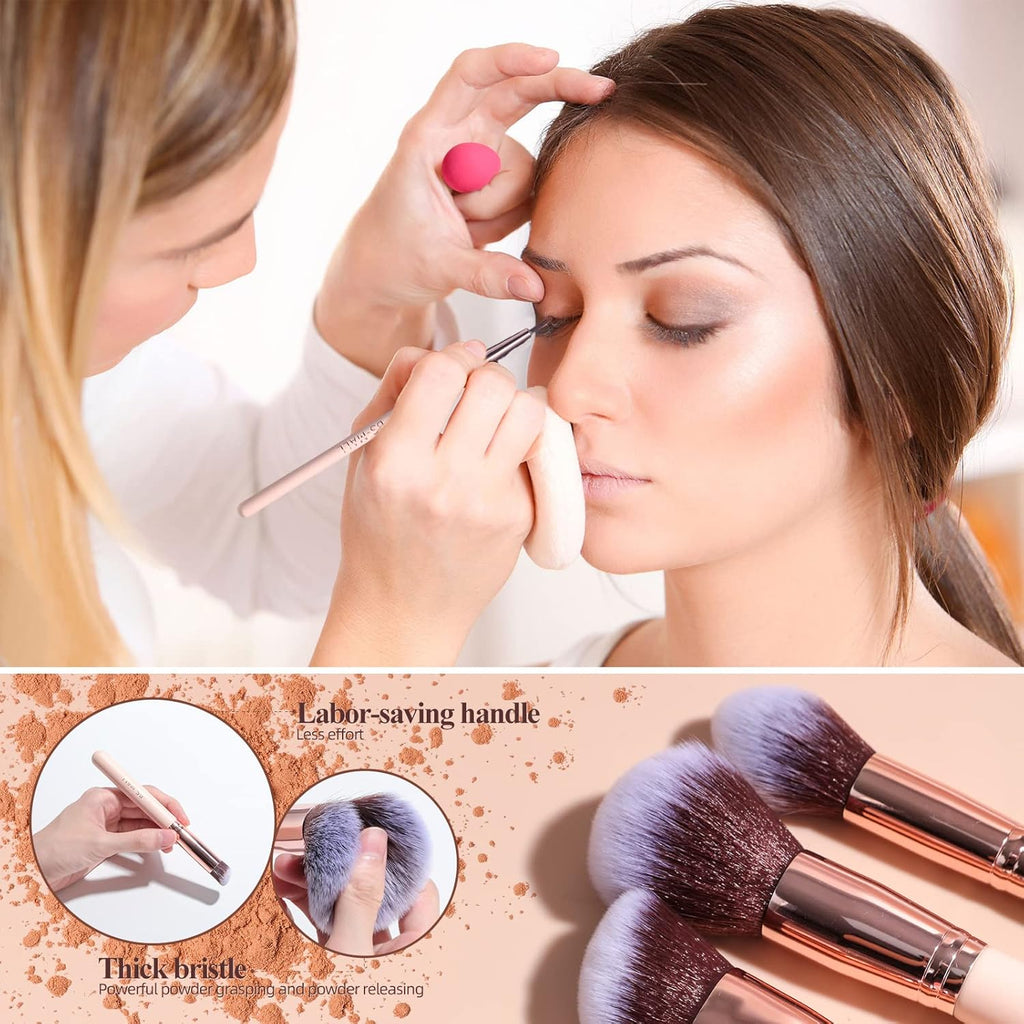 Makeup Brushes Premium Synthetic Foundation Powder Concealers Eye Shadows 18 Pcs Brush Set with 5 sponge & Holder