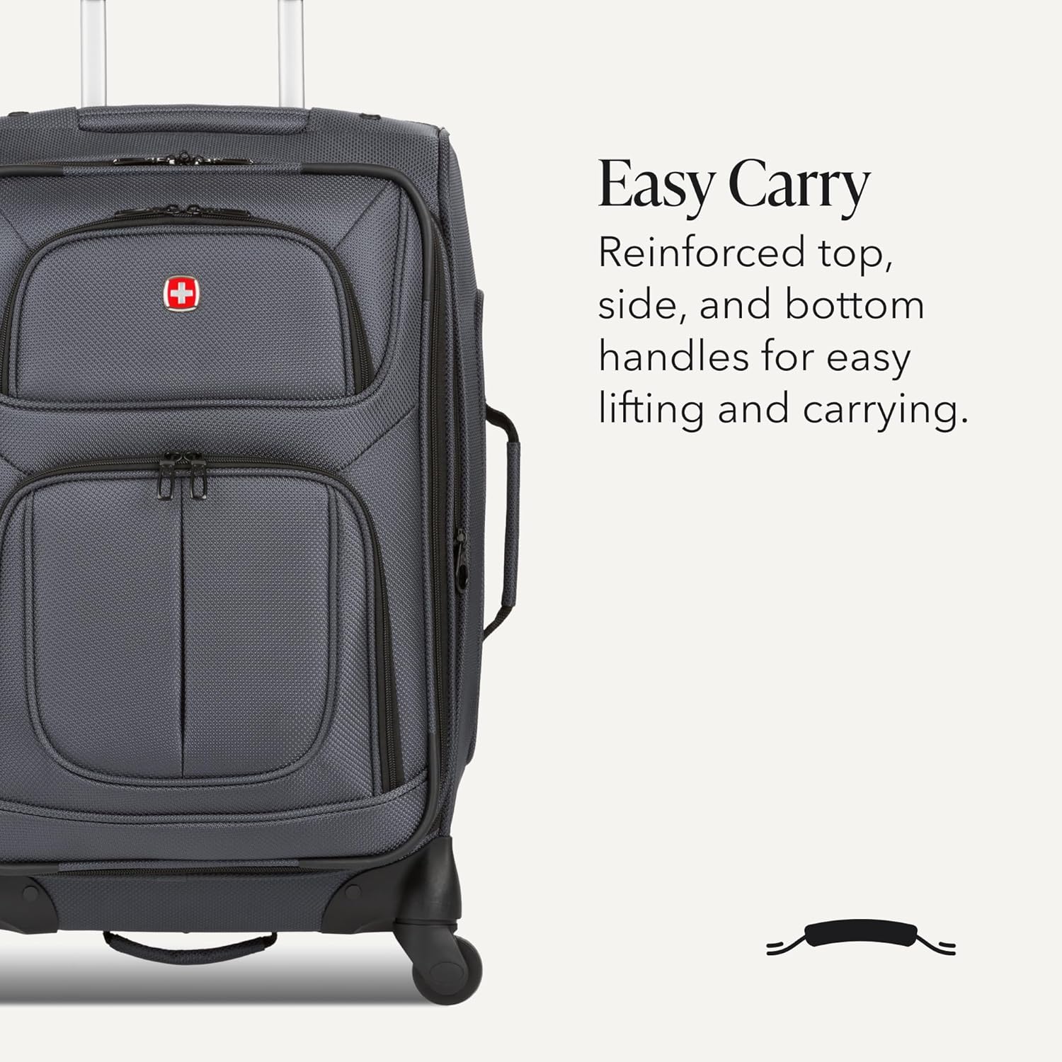 Sion Softside Expandable Spinner Luggage Durable Lightweight Travel Suitcase, Dark Grey, Carry-On