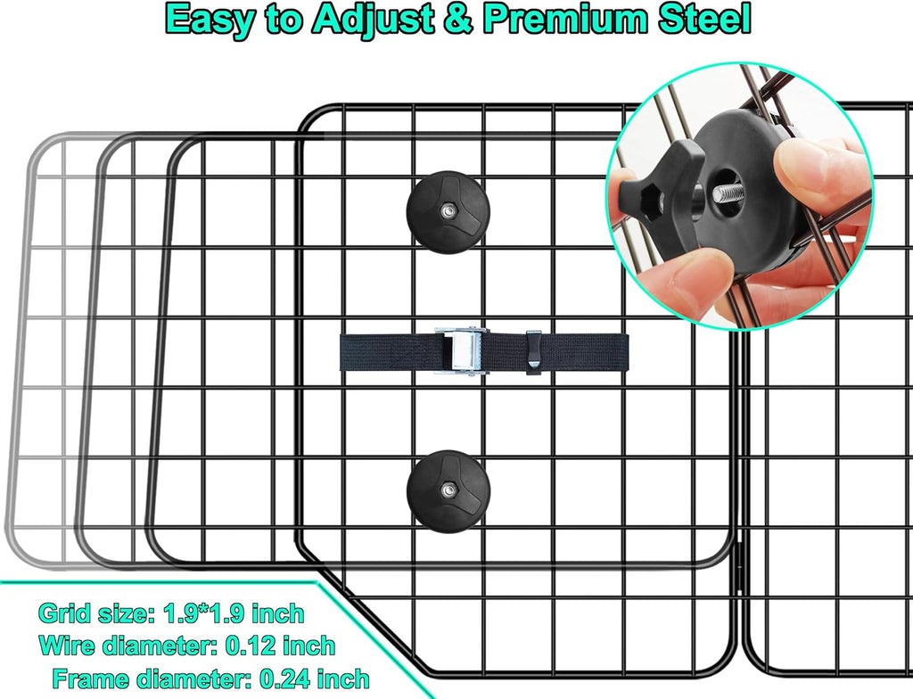CASIMR Dog Car Barrier for SUVs, Vehicles, Trucks, Cars, Adjustable Pet Divider Cargo Area Universal-Fit, Heavy-Duty