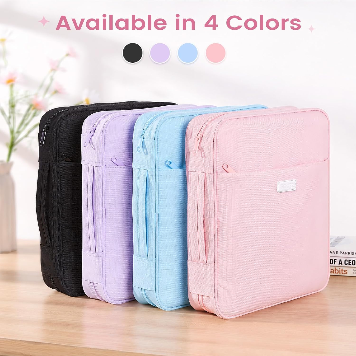 Zipper Binder Bag, 1.5 Inch Binders 3 Ring O-Ring, 5-Tab Dividers | Expanding File Folder, 650-Sheet Capacity Paper