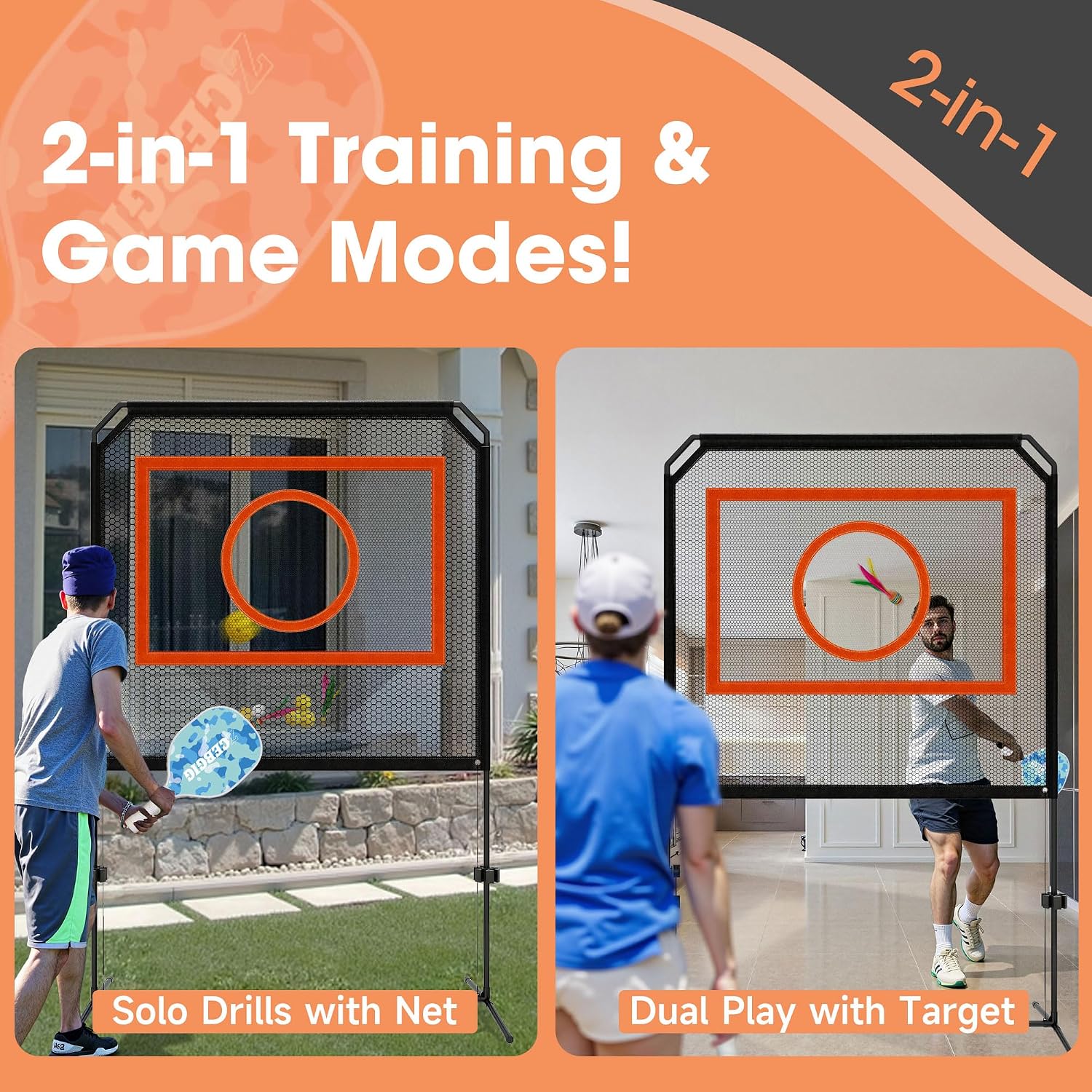 Portable Pickleball Net – Regulation Size Outdoor & Indoor Paddle Game Set with Ball Catch Net & Removable Target –