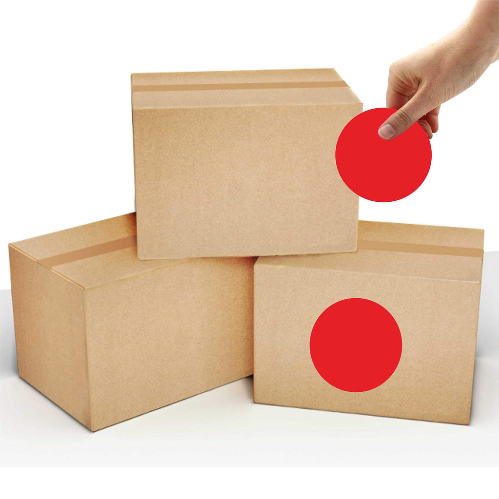 3 Inch Round Permanent Color-Code Dot Sticker, Large Red Color Coding Label