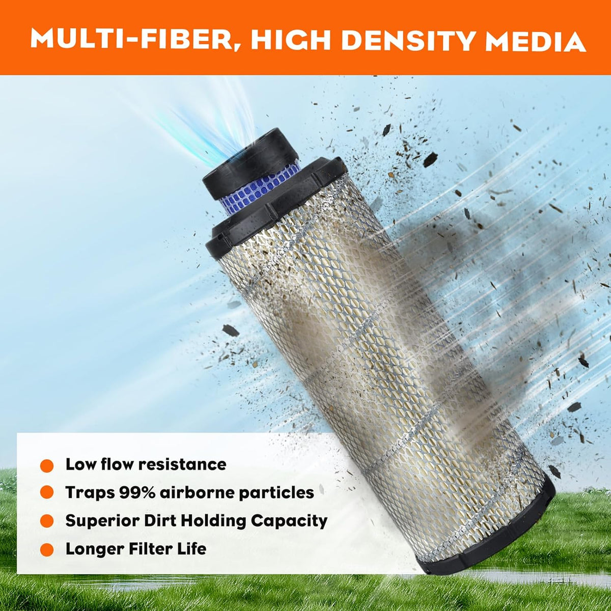 Hipa Inner Outer Air Filter for Kawasaki 11013-7044 FX850V FX730V FX801V