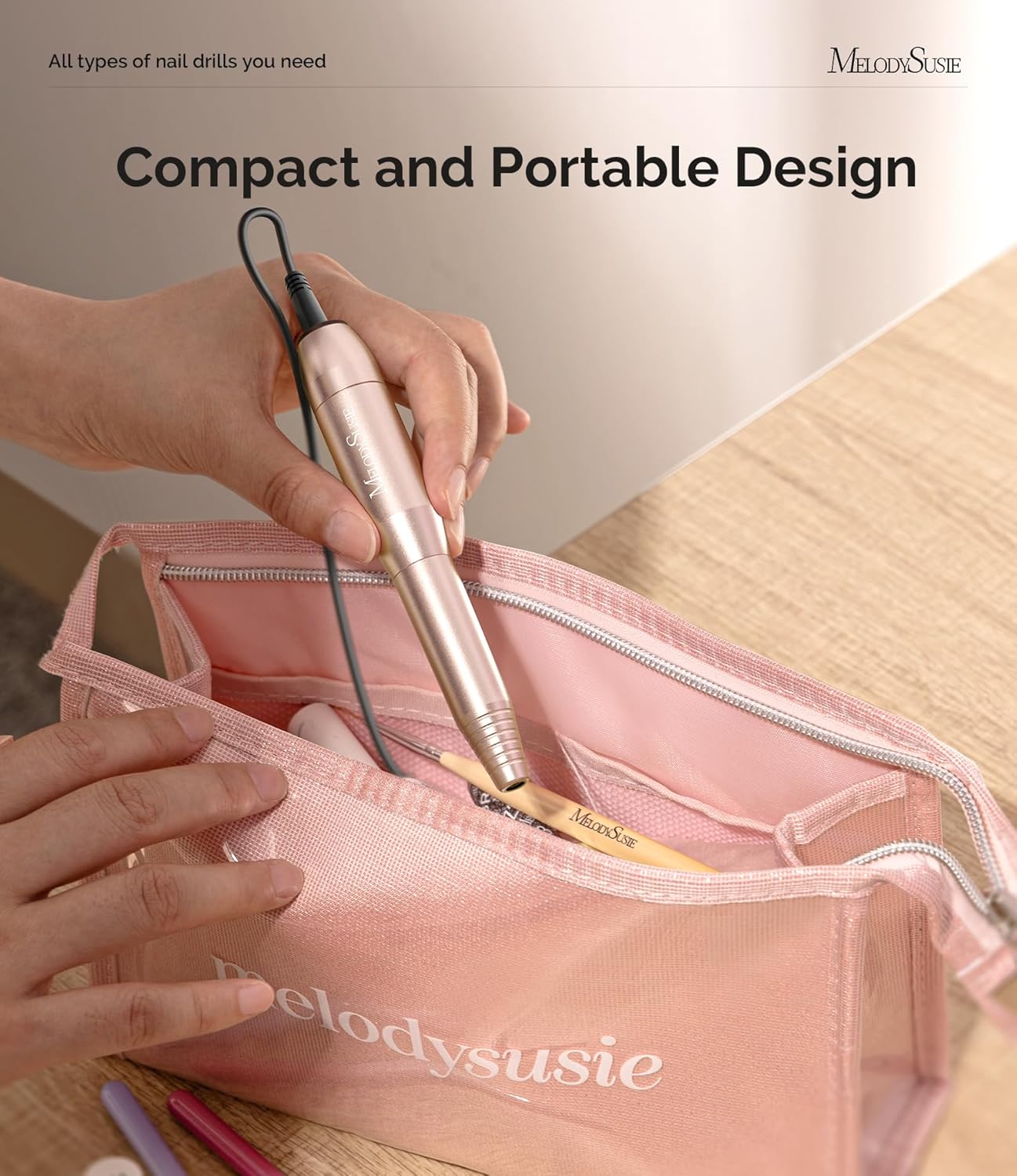 Pen-Shaped Portable USB Nail Drill, PC120I 20000RPM Electric Nail File with Compact Design for All Nail Care