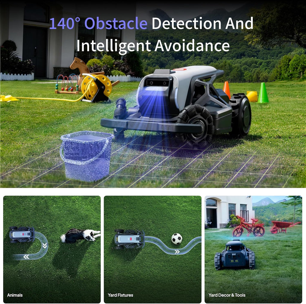 TRON AI Robot Lawn Mower with Wire-Free RTK Navigation, Robotic Lawn Mower for Large Yards, Dual Hub Motors for 65%