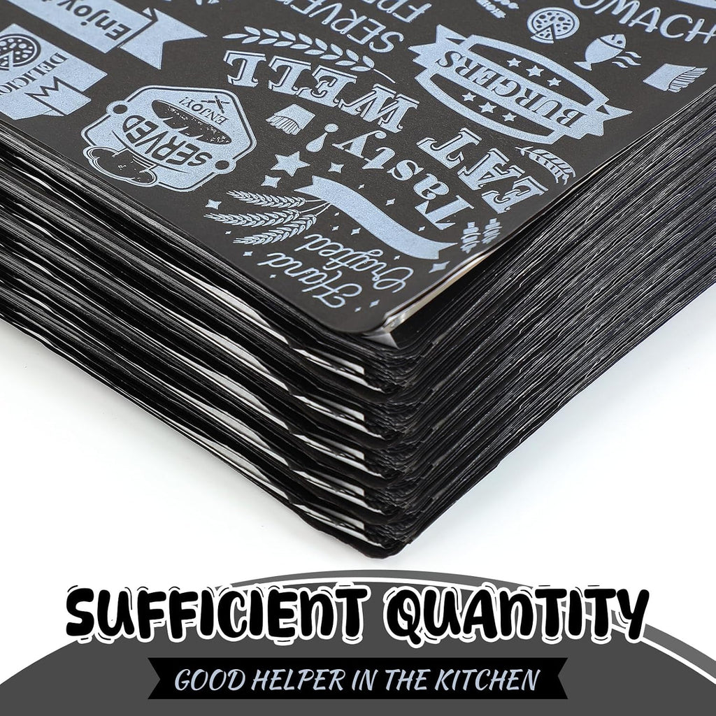 600 Pcs 12 x 12 Inch Deli Wax Paper Sheets, Black