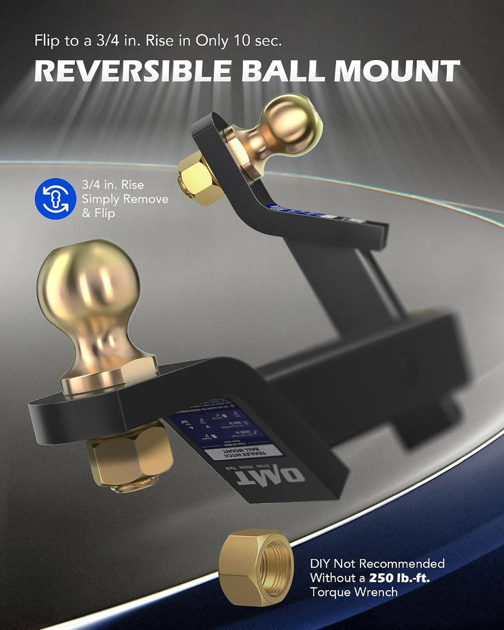 OMT Trailer Hitch Ball Mount, 2" Receiver, 2" Drop, 8000 lb Capacity