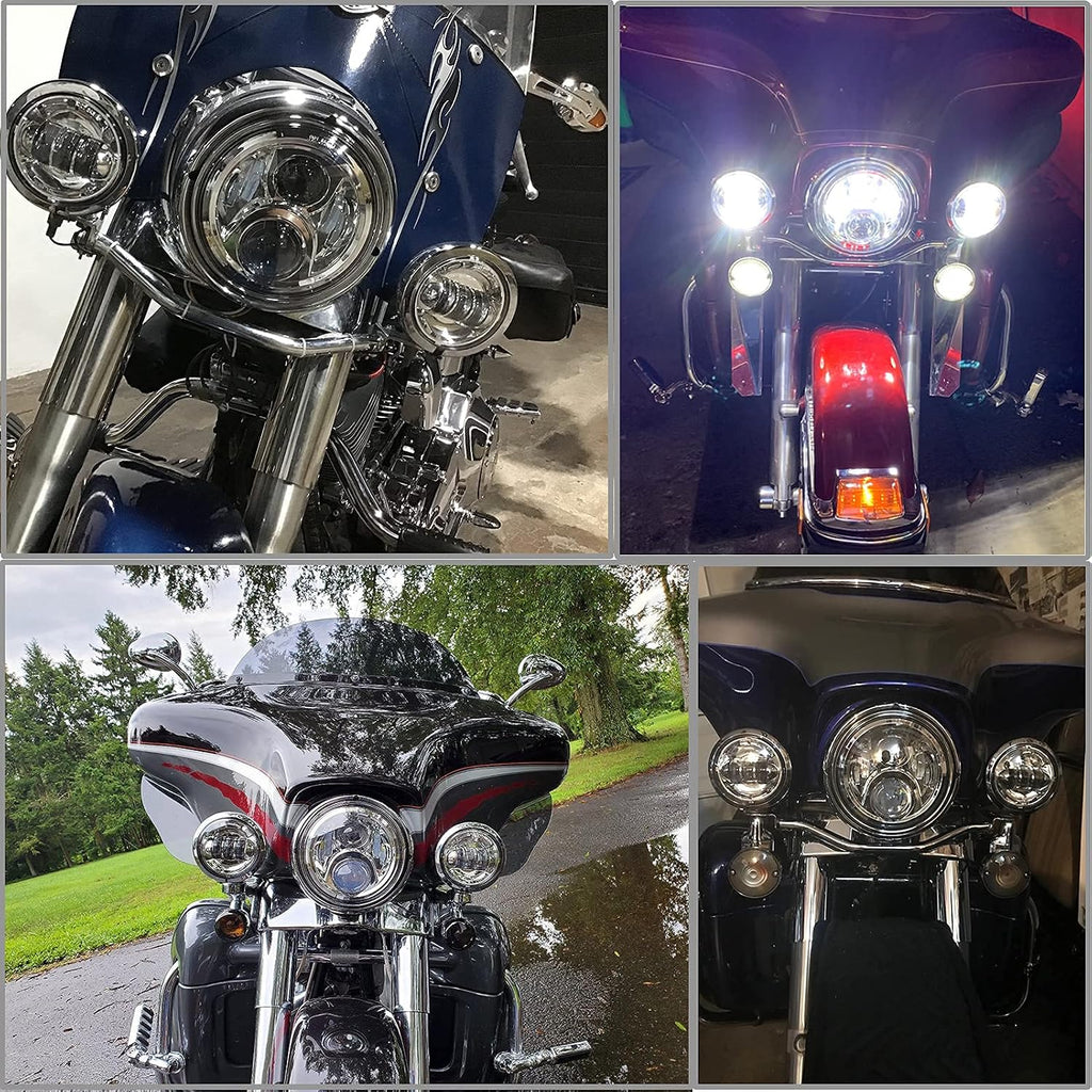 7 inch Motorcycle LED Headlight 4.5" Fog Passing Lights DOT Kit Compatible with Harley Davidson Fat Boy Street Glide
