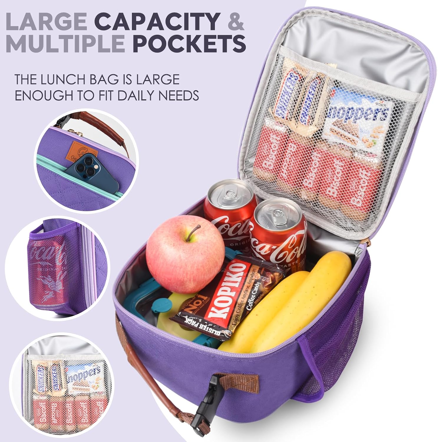 Kids Lunch Box Lunch bag for Girls, Boys, Teens Insulated Soft Mini Cooler with Bottle Holder, Lightweight Reusable