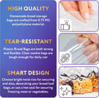 Gusseted Poly Bags, Clear Plastic Bread Bags Open Top, 10 x 8 x 24 Inch, 0.75 Mil, Pack of 500