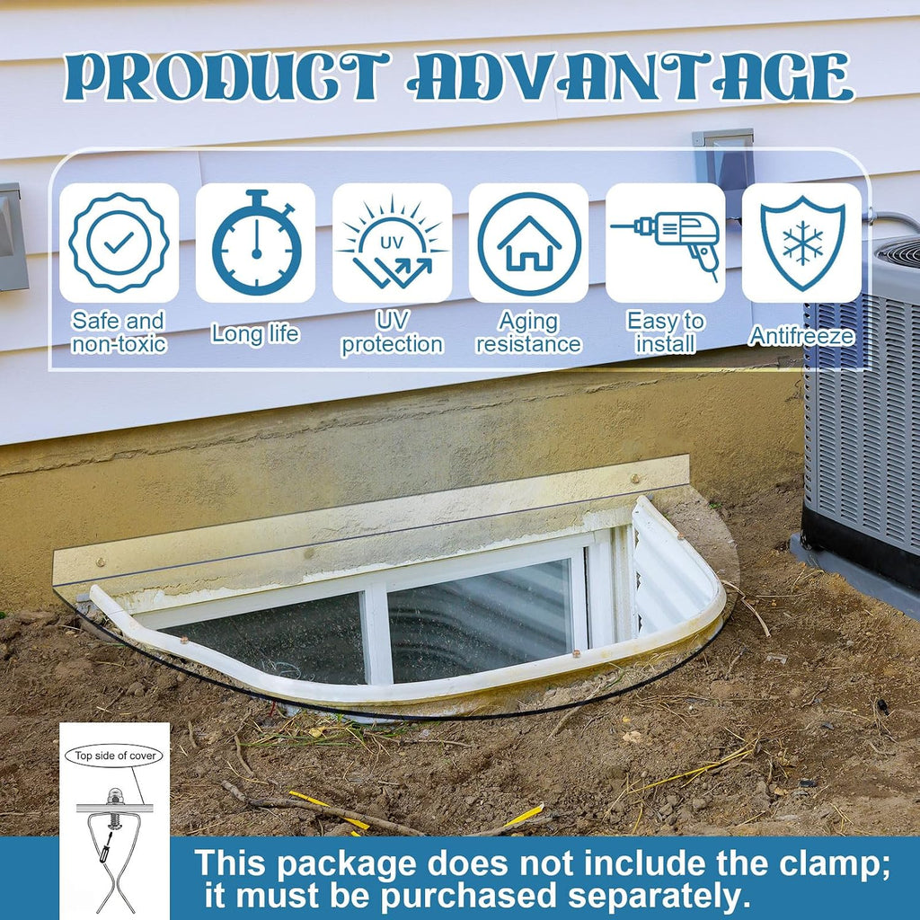 39'' x 16'' Polycarbonate Window Well Cover Outside