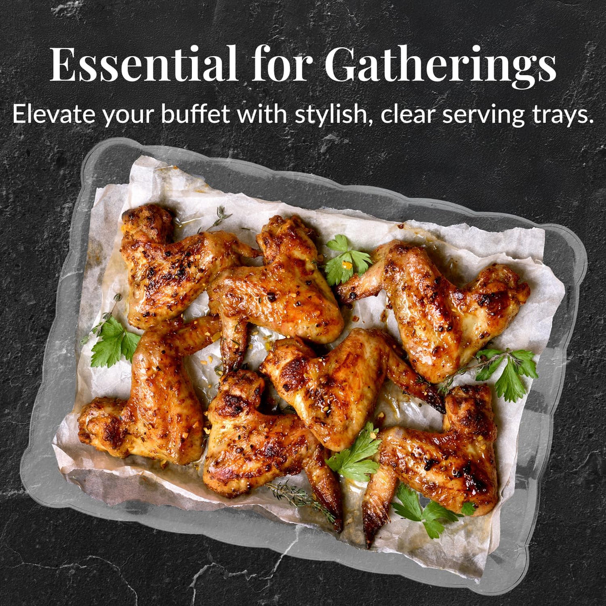 12-Pack Serving Tray - 9x13 Inches Disposable Rectangular Plastic Food Tray for Parties and Events - Clear Platters