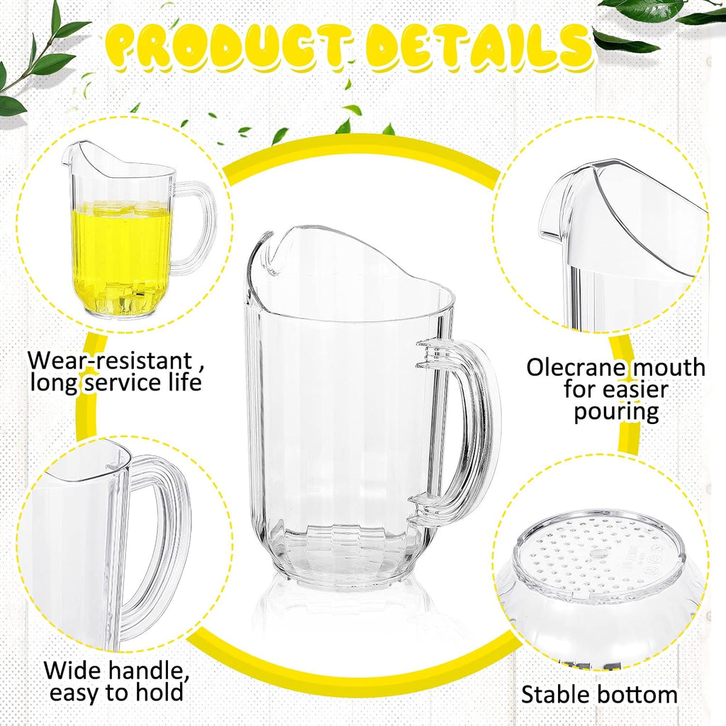 Tessco 12 Pcs Plastic Pitchers 60 Oz Clear Water Beer Jug Large,Classic
