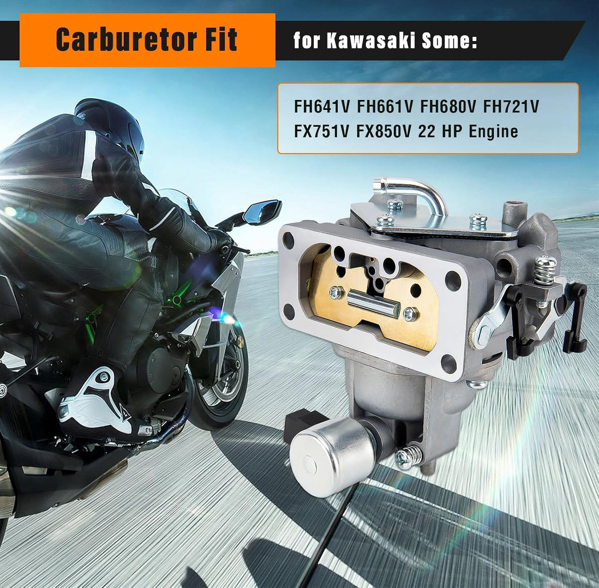 FH661V Carburetor Compatible with Kawasaki FH641V FH661V FH680V FH721V FX850V, 22 HP Engine, with 49065-0724 Oil Filter/Fuel pump,Replaces Parts 15004-1010 15004-0763 15004-7024
