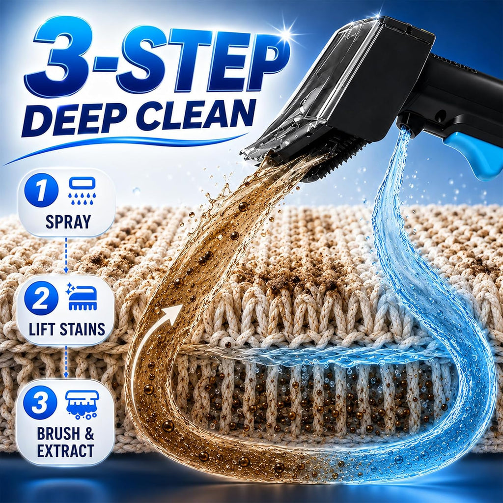 Portable Carpet Upholstery Cleaner for Furniture, Pet Stains, Car Interiors | Powerful Suction, Faster Drying, Deep