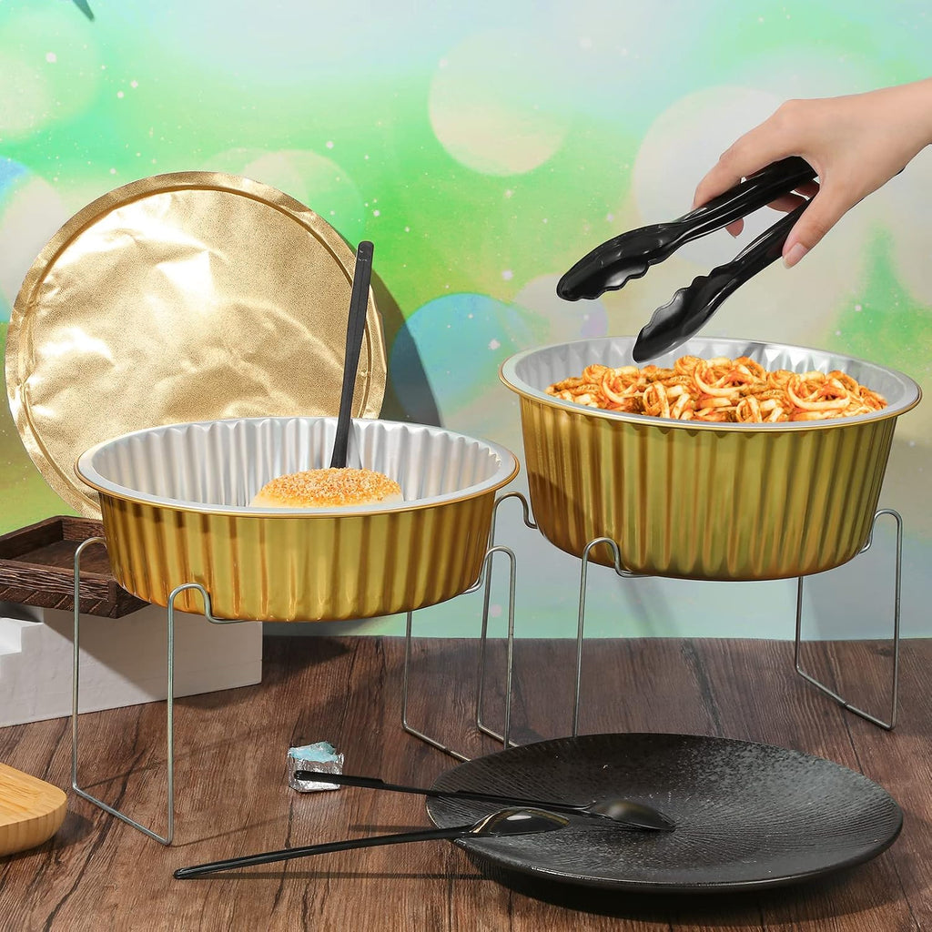 6 Set Disposable Chafing Dishes Set, Chafer Pans with Wire Racks – Gold Buffet Food Warmer for Wedding, Party