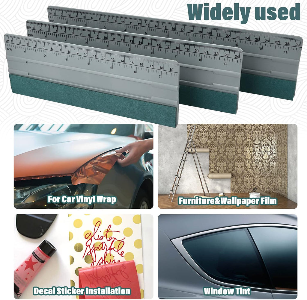Large Vinyl Squeegee Window Tint Tool 3PCS Big Size Felt Edge Wrap Scraper for Vinyl Graphic Decal Car Wrapping