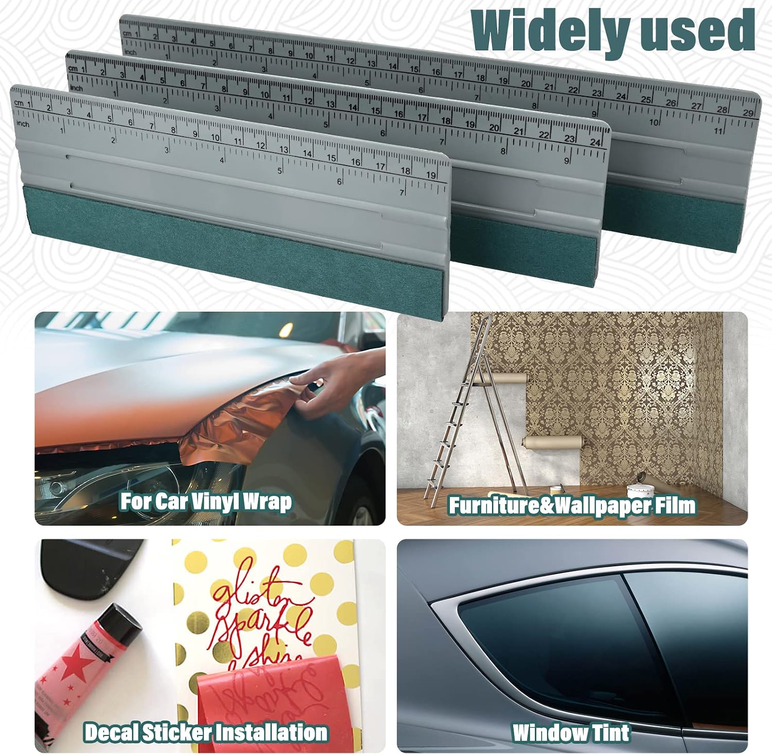 Large Vinyl Squeegee Window Tint Tool 3PCS Big Size Felt Edge Wrap Scraper for Vinyl Graphic Decal Car Wrapping