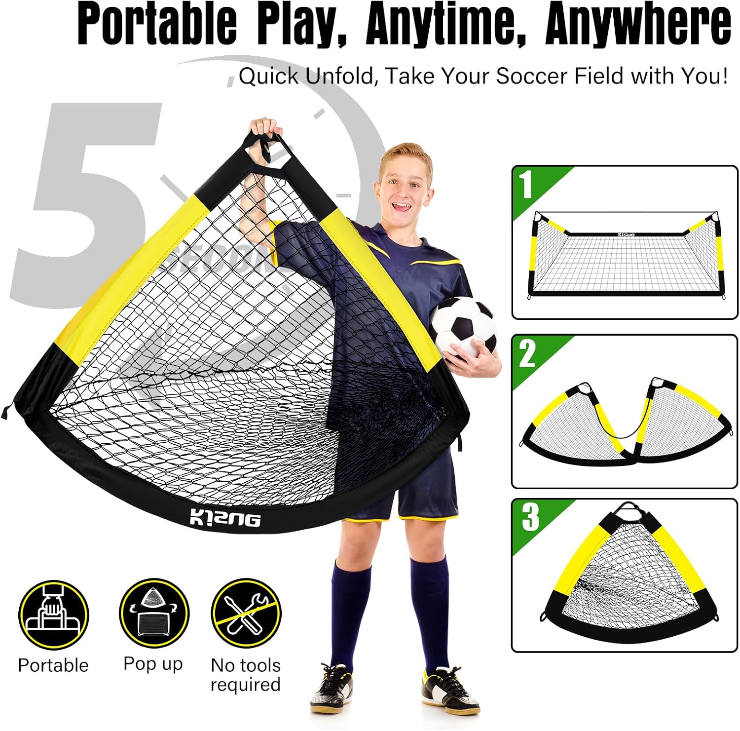Kids Soccer Goal for Backyard Set - 2 of 6x4 ft Soccer Goals Training Equipment, Soccer Net for Kids Age 3-5 6-8 8-10