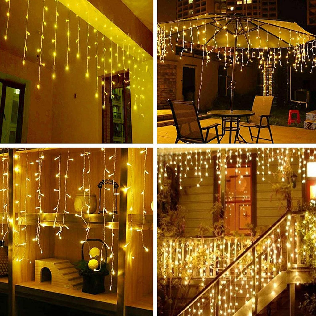 LED Ceiling Icicle Lights, 13FT 96 LEDs 8 Modes Twinkle Christmas Hanging Fairy String Curtain Lights for Parties