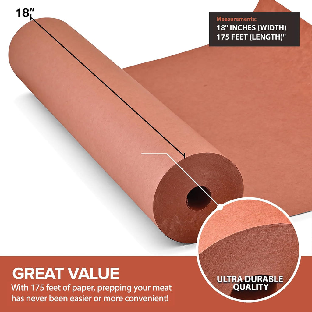 Pink Butcher Paper Roll 18”x175' (2100 Inch) Peach Butcher Paper for Smoker, Food Grade, Brisket, Ribs, BBQ, Smoking
