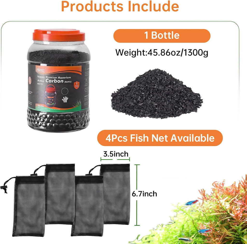 Aquarium Activated Carbon, Premium Natural Coconut Shell Activated Charcoal for Freshwater and Saltwater, Fish Tank