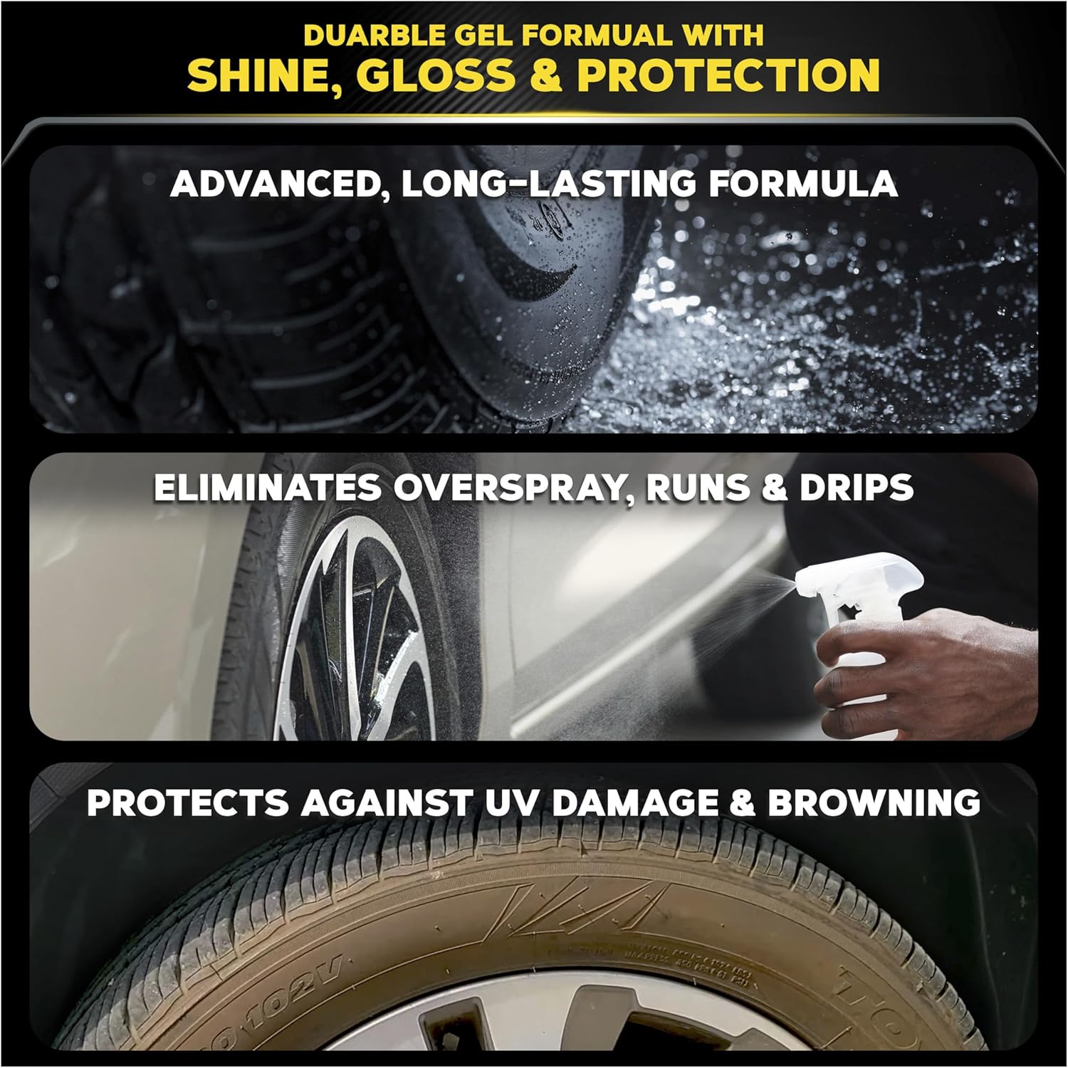Meguiar’s Endurance Tire Gel - Tire Shine Gel, Premium Car Tire Shine For A Lasting Glossy Finish; Apply To Tires