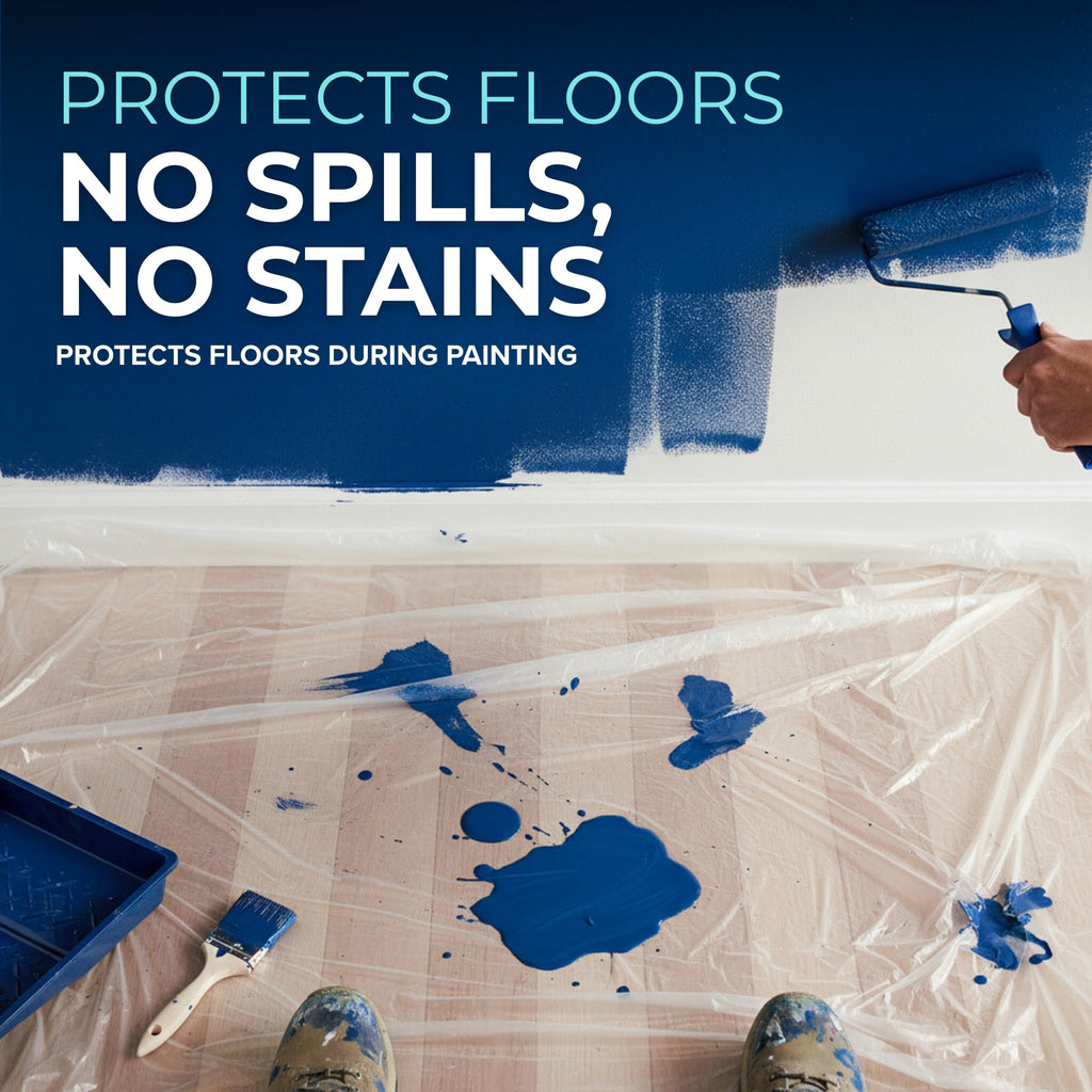 12 x 9 Ft Drop Cloths (24-Pack) – Plastic Sheeting & Painters Plastic Tarps for Painting, Waterproof Floor &