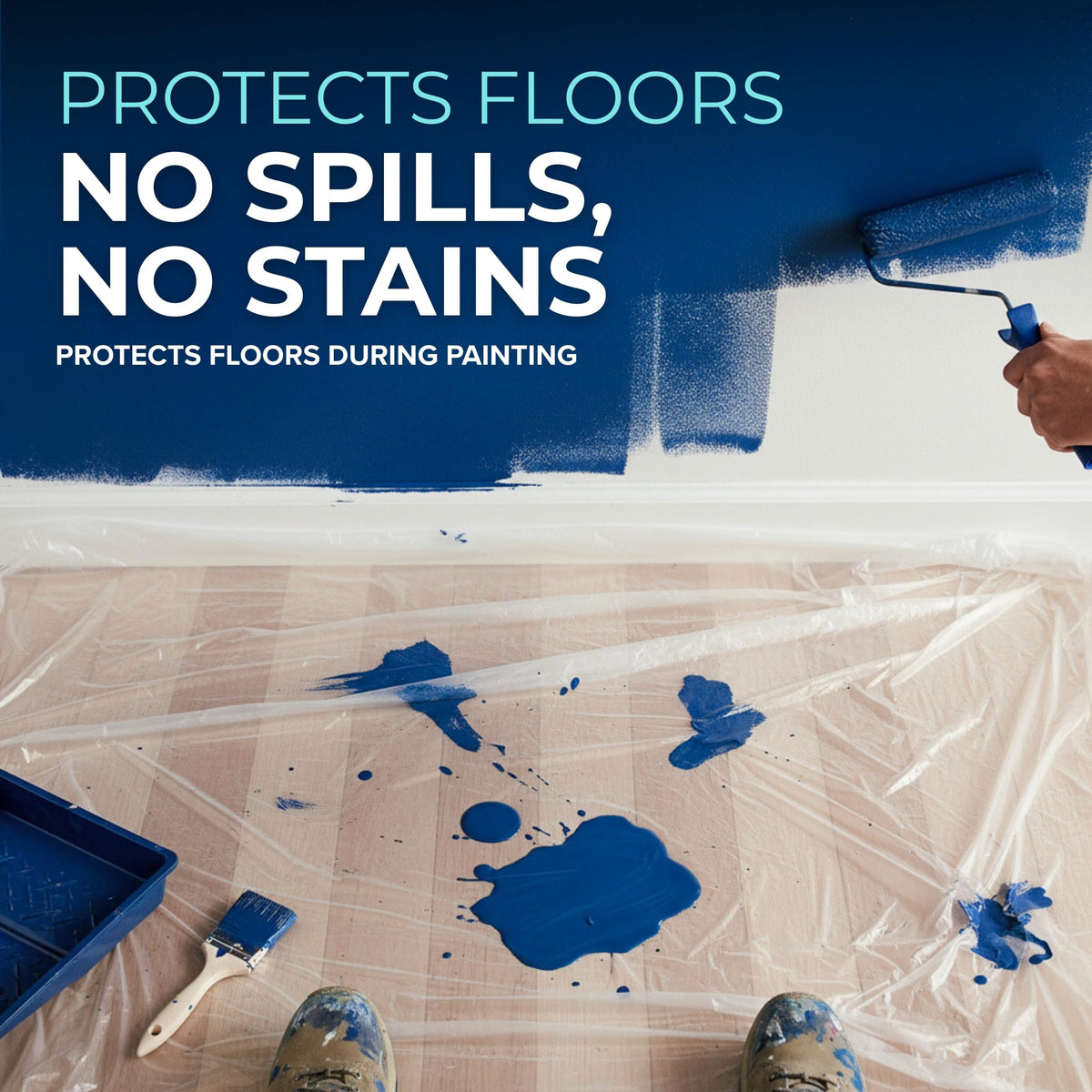 12 x 9 Ft Drop Cloths (24-Pack) – Plastic Sheeting & Painters Plastic Tarps for Painting, Waterproof Floor &